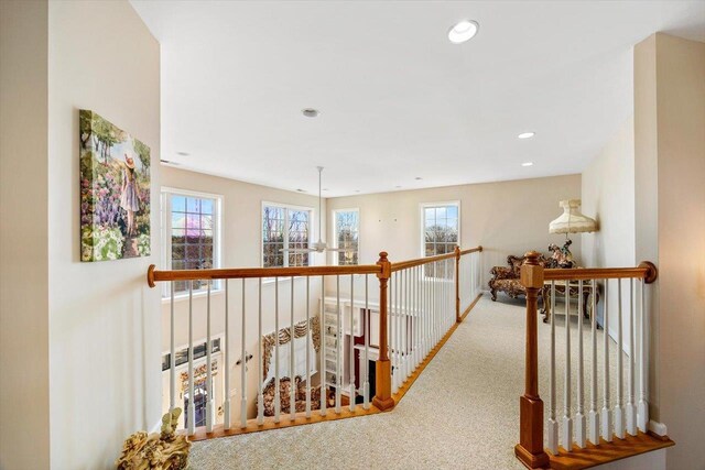 102 Shawn Cir, Staunton, VA 24401 - hallway featuring recessed lighting, an upstairs landing, and carpet floors