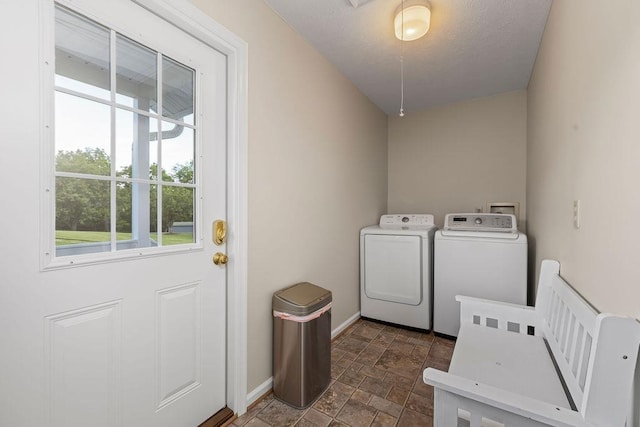 5 Granary Rd, Verona, VA 24482 - laundry room with stone finish flooring, baseboards, healthy amount of natural light, and washing machine and clothes dryer