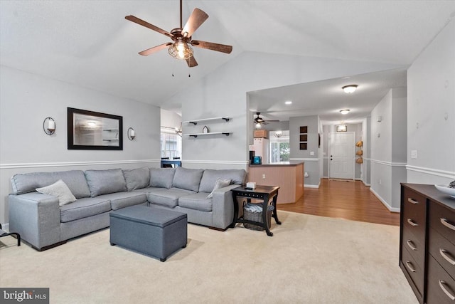 1538 Willow St, Culpeper, VA 22701 - carpeted living area featuring ceiling fan and high vaulted ceiling