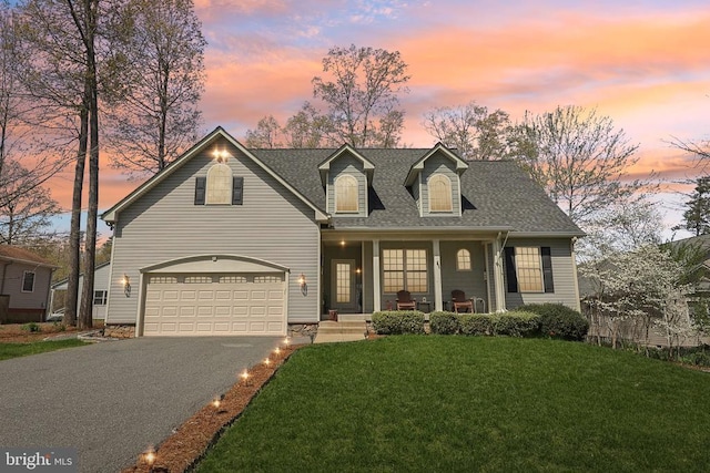 514 Lakeview Pkwy, Locust Grove, VA 22508 - view of front facade featuring a porch, driveway, a front yard, a shingled roof, and an attached garage