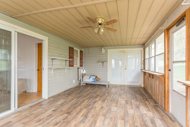 1627 Barbershop Rd, Edinburg, VA 22824 - unfurnished sunroom with french doors and ceiling fan