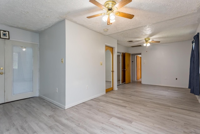 1627 Barbershop Rd, Edinburg, VA 22824 - empty room with ceiling fan, a textured ceiling, and light wood-style floors