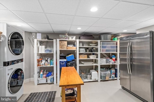103 Castleton Ford Rd, Castleton, VA 22716 - laundry area featuring stacked washer and clothes dryer and recessed lighting
