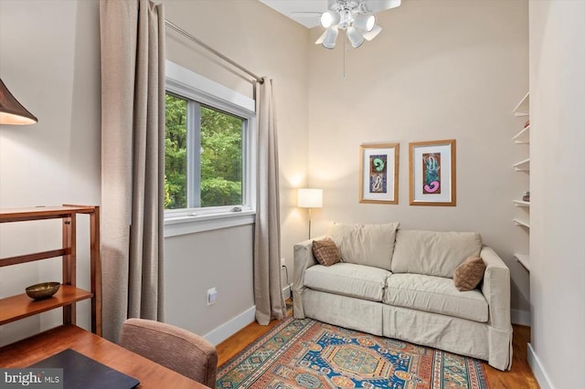 103 Castleton Ford Rd, Castleton, VA 22716 - living room featuring ceiling fan, wood finished floors, and baseboards