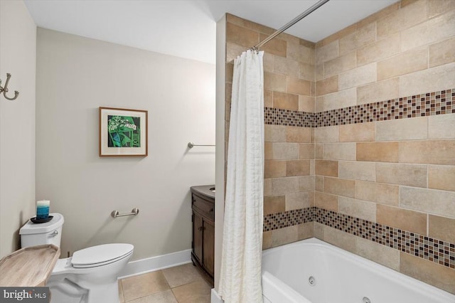 103 Castleton Ford Rd, Castleton, VA 22716 - full bath featuring toilet, vanity, a combined bath / shower with jetted tub, tile patterned floors, and baseboards