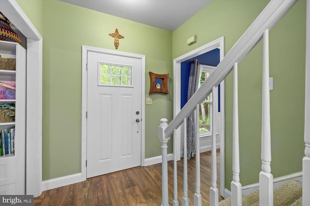 1218 Heatherbrook Ct, Fredericksburg, VA 22407 - entrance foyer featuring wood finished floors, baseboards, and stairway