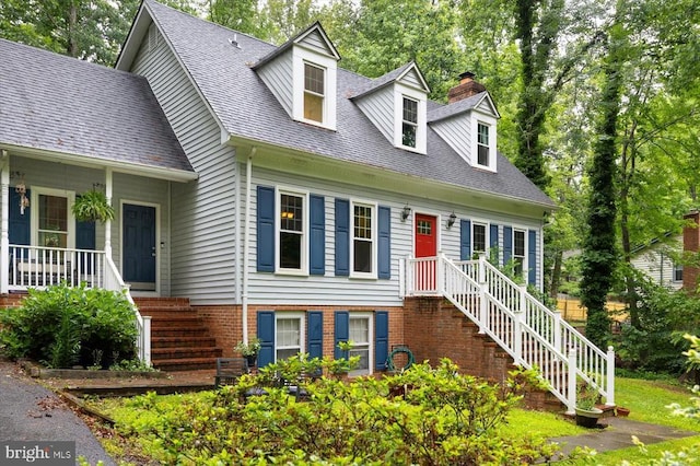 1218 Heatherbrook Ct, Fredericksburg, VA 22407 - cape cod home featuring a chimney and a shingled roof