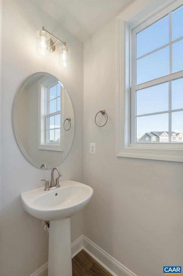403 Bayberry Ln, Zion Crossroads, VA 22942 - bathroom featuring baseboards and wood finished floors