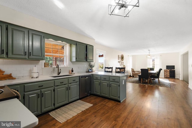114 Wanda St W, Stanley, VA 22851 - kitchen featuring dishwasher, a peninsula, light countertops, and backsplash