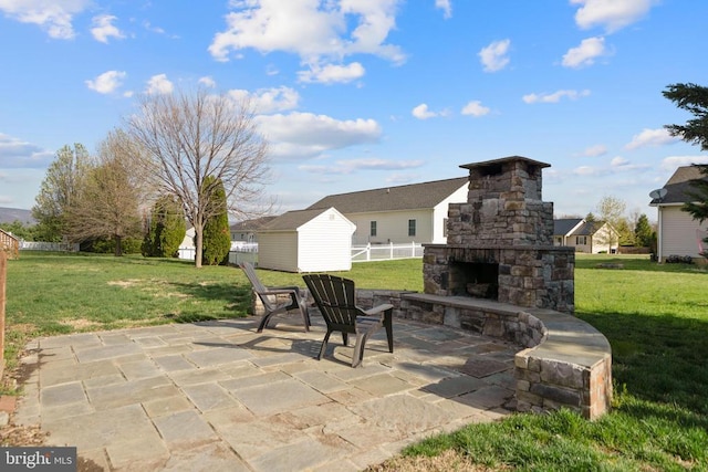 114 Wanda St W, Stanley, VA 22851 - view of patio / terrace with an outdoor stone fireplace