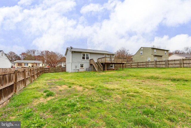 11404 Warner Dr, Fredericksburg, VA 22407 - rear view of house featuring stairs, a wooden deck, and cooling unit