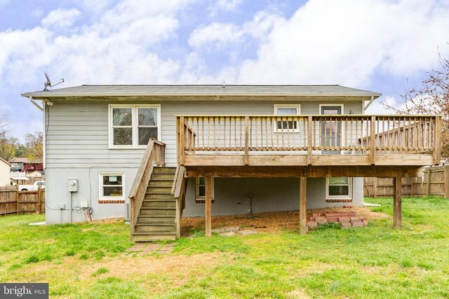 11404 Warner Dr, Fredericksburg, VA 22407 - back of house featuring a wooden deck and stairs