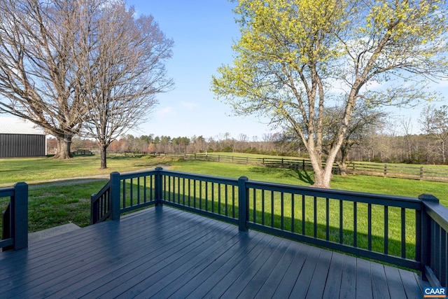 912 Shores Rd, Palmyra, VA 22963 - wooden deck featuring a lawn, a rural view, and fence