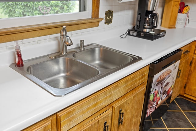 708 Woodside Ln, Waynesboro, VA 22980 - kitchen with light countertops, dishwashing machine, backsplash, and brown cabinets