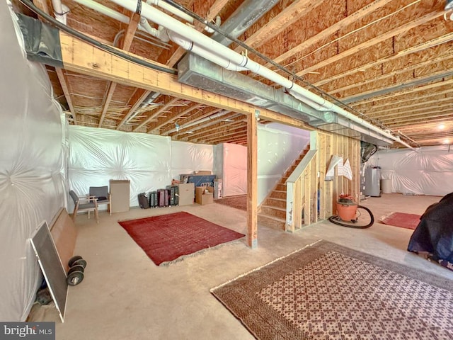 8525 Laroque Run Dr, Fredericksburg, VA 22407 - unfinished below grade area with gas water heater and stairs