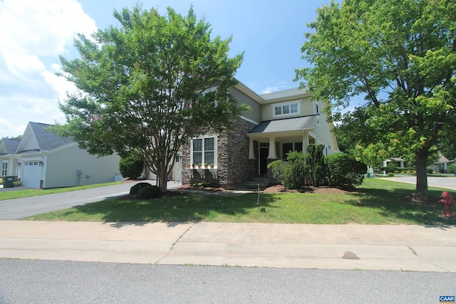 66 Timber Ridge Ln, Zion Crossroads, VA 22942 - view of front of home with stone siding and a front lawn