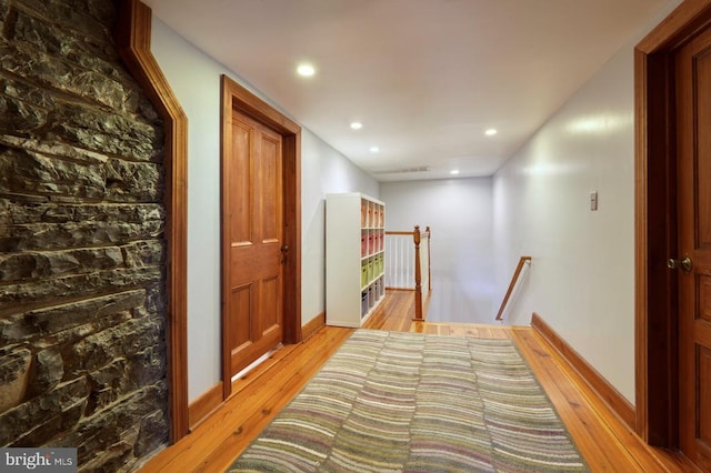 315 Ganders Dr, Luray, VA 22835 - corridor with recessed lighting, an upstairs landing, and light wood-style floors