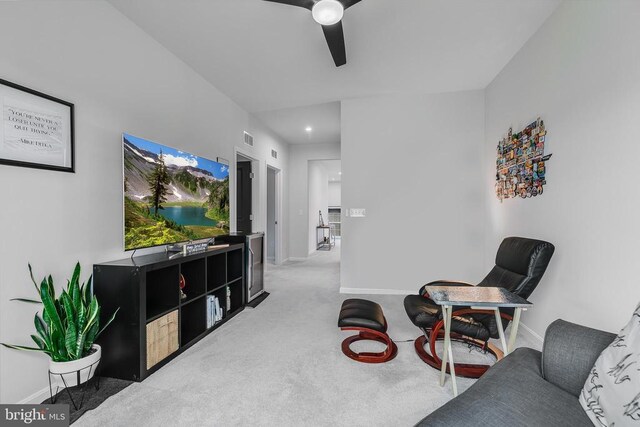 10115 Premier St, Fredericksburg, VA 22408 - living room with ceiling fan, carpet floors, and baseboards