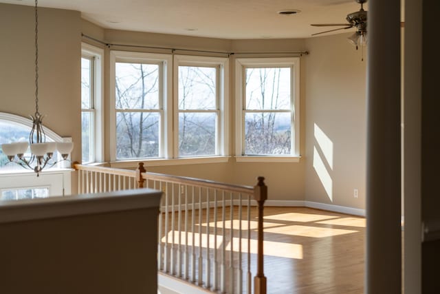 173 Valley View Ave, Mount Sidney, VA 24467 - staircase featuring plenty of natural light, a ceiling fan, baseboards, and wood finished floors