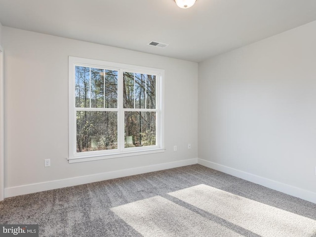 unfurnished room with baseboards and carpet flooring