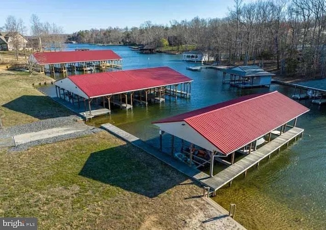 dock featuring a water view and boat lift