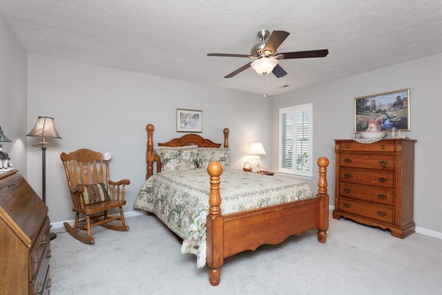 521 Hickory Grove Cir, Harrisonburg, VA 22801 - bedroom featuring carpet flooring, baseboards, a textured ceiling, and a ceiling fan