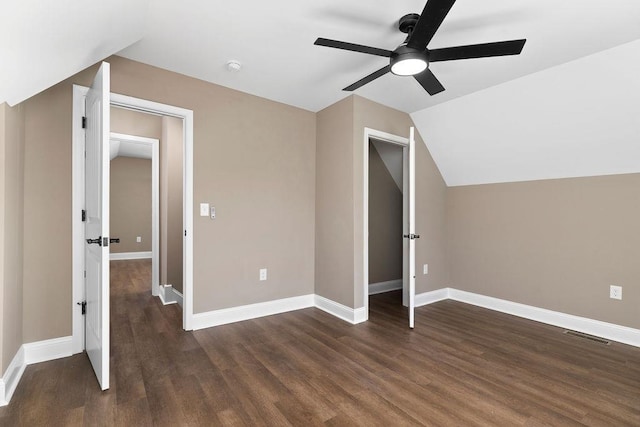 1001 Stuart St, Staunton, VA 24401 - additional living space with a ceiling fan, wood finished floors, baseboards, and lofted ceiling