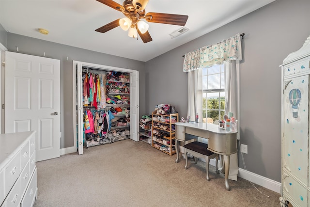 23 Joy Ln, Fishersville, VA 22939 - office area featuring light colored carpet, ceiling fan, and baseboards