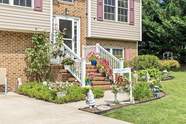 96 Lofty Cir, Stuarts Draft, VA 24477 - entrance to property with brick siding and a yard