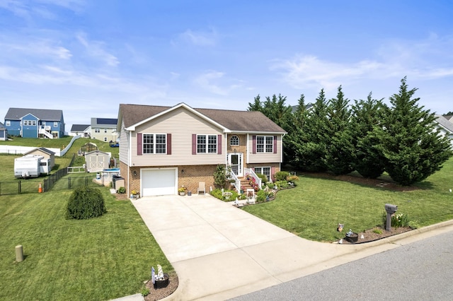 96 Lofty Cir, Stuarts Draft, VA 24477 - bi-level home featuring concrete driveway, a garage, and brick siding