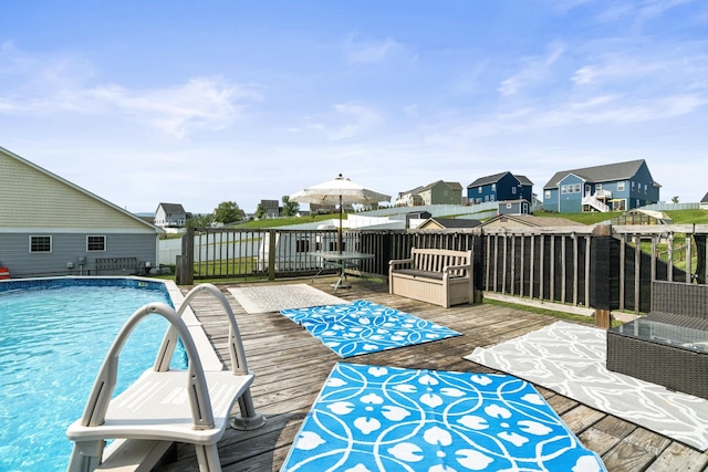 96 Lofty Cir, Stuarts Draft, VA 24477 - view of swimming pool with a residential view and a wooden deck