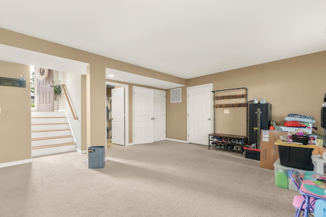 96 Lofty Cir, Stuarts Draft, VA 24477 - finished basement with stairway and carpet