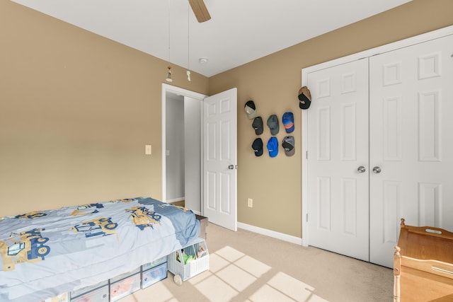 96 Lofty Cir, Stuarts Draft, VA 24477 - bedroom with a closet, light carpet, and ceiling fan