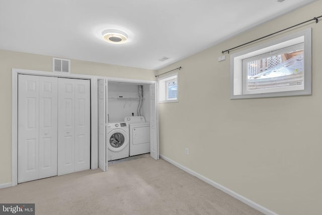 55 Sire Way, Warrenton, VA 20186 - laundry room featuring washing machine and dryer and carpet