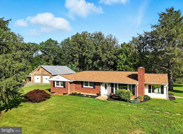 9377 General Winder Rd, Rapidan, VA 22733 - single story home with a front yard, a chimney, brick siding, and driveway