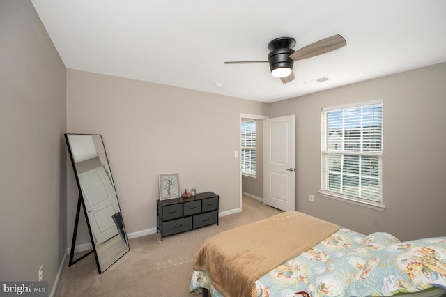 9528 Fall Haven Rd, Fredericksburg, VA 22407 - bedroom featuring light carpet, baseboards, and ceiling fan