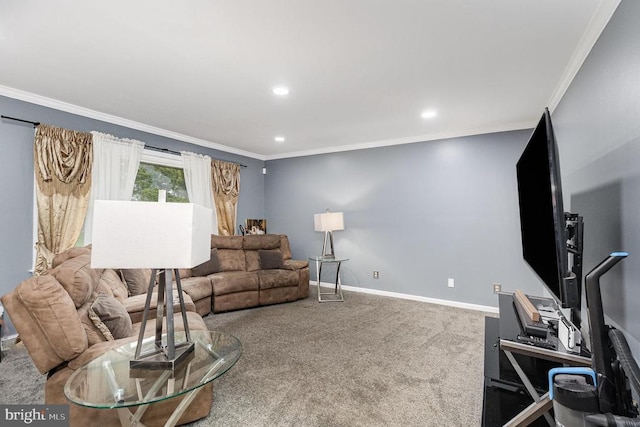 12016 Branchwater St, Fredericksburg, VA 22407 - living room with carpet, crown molding, baseboards, recessed lighting, and a desk