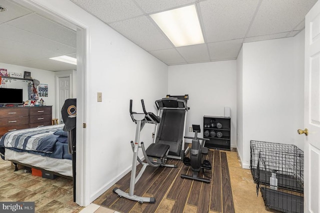 12016 Branchwater St, Fredericksburg, VA 22407 - exercise room featuring a drop ceiling and baseboards