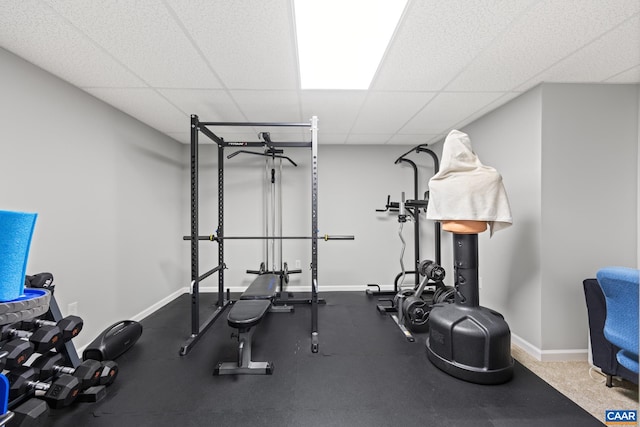 105 Squirrel Path, Stanardsville, VA 22973 - exercise room featuring a paneled ceiling and baseboards