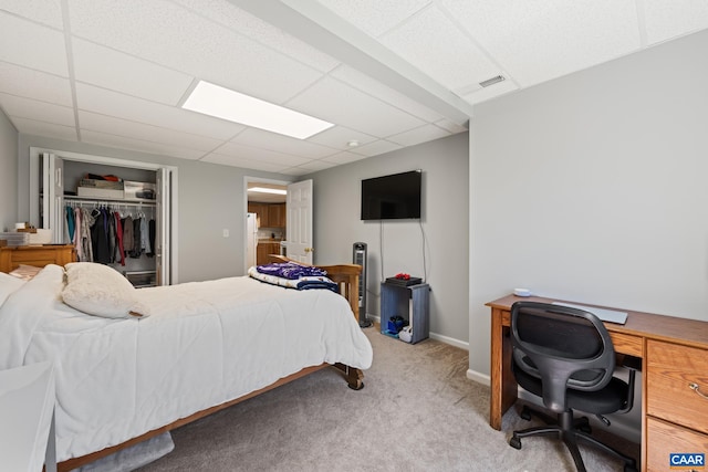 105 Squirrel Path, Stanardsville, VA 22973 - carpeted bedroom with a closet, a drop ceiling, a desk, and freestanding refrigerator