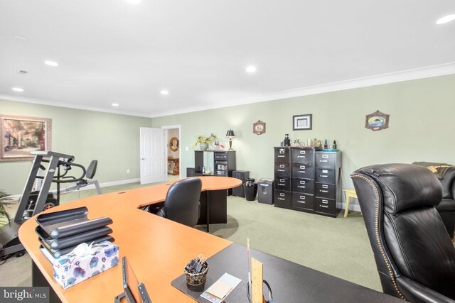 11306 Stonewall Jackson Dr, Spotsylvania, VA 22551 - carpeted office space featuring ornamental molding, recessed lighting, and baseboards