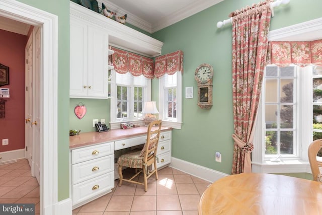 11306 Stonewall Jackson Dr, Spotsylvania, VA 22551 - office with built in study area, light tile patterned floors, baseboards, and ornamental molding