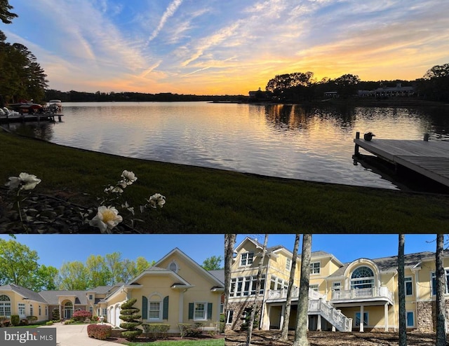 11306 Stonewall Jackson Dr, Spotsylvania, VA 22551 - dock area with stairway, a water view, and a yard
