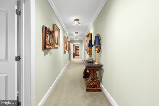11306 Stonewall Jackson Dr, Spotsylvania, VA 22551 - hallway featuring crown molding, carpet, and baseboards
