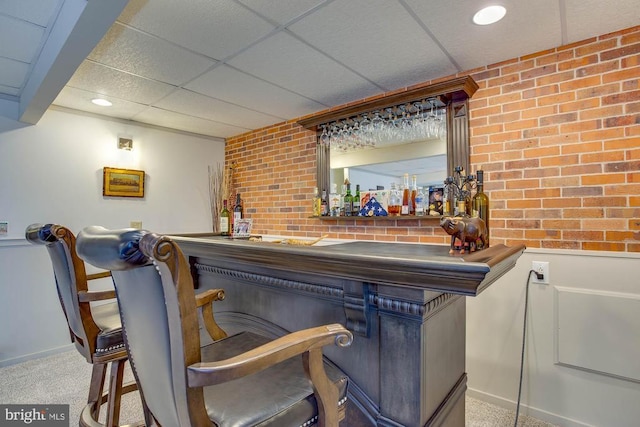 47 Marwood Dr, Palmyra, VA 22963 - bar featuring brick wall, carpet flooring, and a dry bar