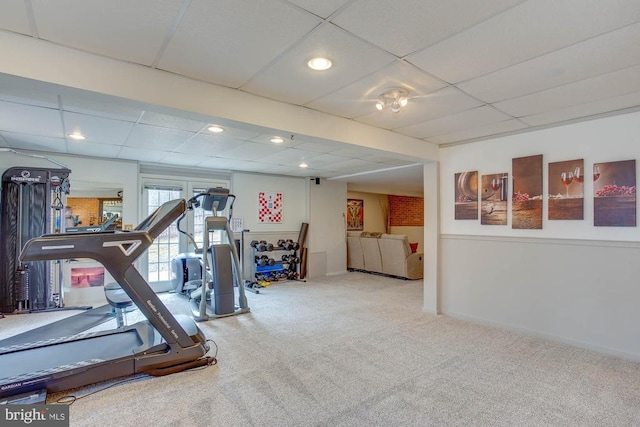 47 Marwood Dr, Palmyra, VA 22963 - exercise room with recessed lighting, carpet, and a drop ceiling