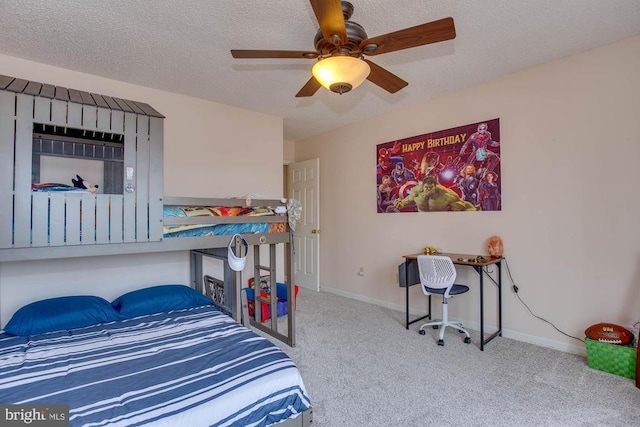 47 Marwood Dr, Palmyra, VA 22963 - bedroom with a textured ceiling, baseboards, ceiling fan, and carpet floors
