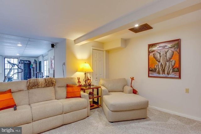 47 Marwood Dr, Palmyra, VA 22963 - carpeted living area featuring baseboards and recessed lighting