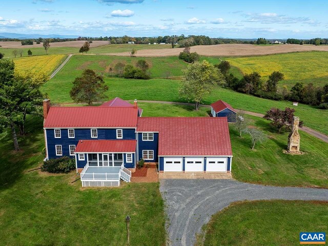 aerial view featuring a rural view