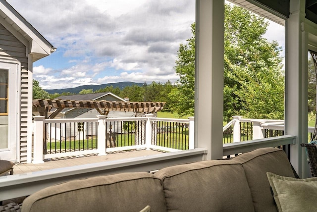 17962 Old Barn Ln, Elkton, VA 22827 - view of patio / terrace with a pergola and a mountain view